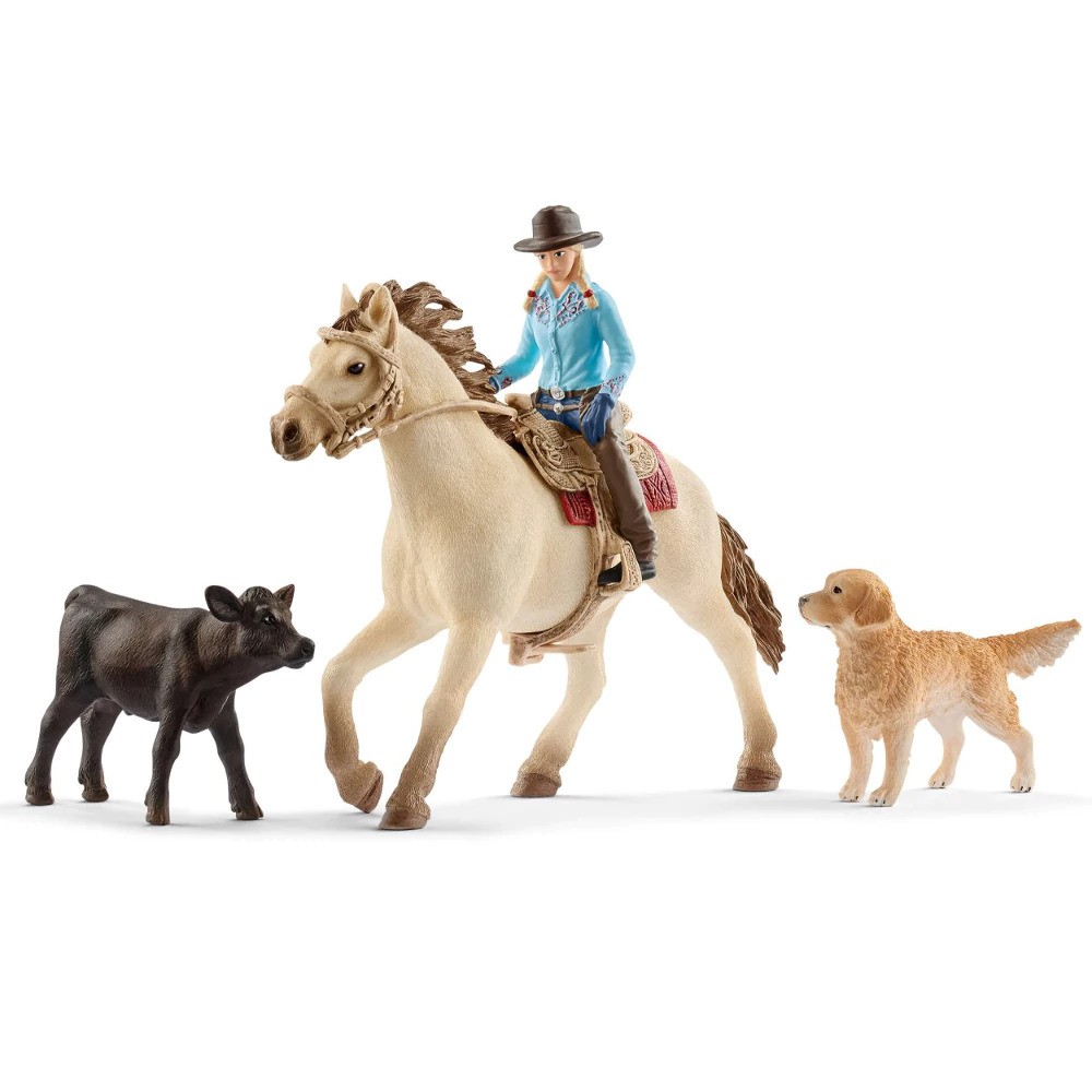 schleich team roping with cowboy