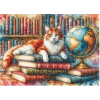 Delfy - Books, Globe & Purrs Puzzle 1000pc