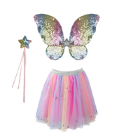 Great Pretenders - Rainbow Sequins Skirt with Wings & Wand - Size 4-6