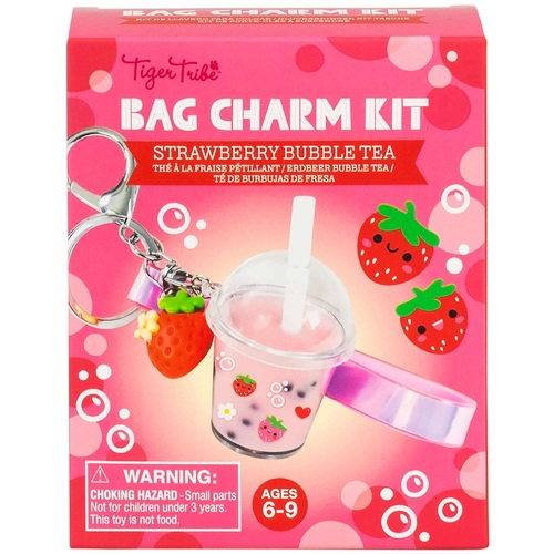 Tiger Tribe - Strawberry Bubble Tea Bag Charm Kit