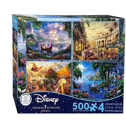 Ceaco - Thomas Kinkade - Disney Dreams - 4-in-1 Multipack Puzzles 500pc