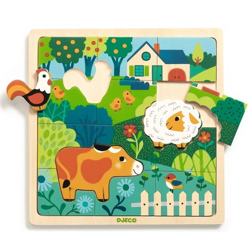 Djeco - Wooden Farm Puzzle 12pc