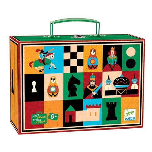 Djeco - Chess & Checkers Game  (DAMAGED BOX)