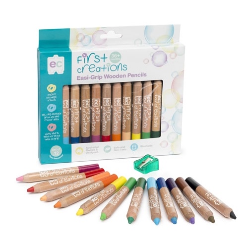 First Creations - Easi-Grip Wooden Pencils (12 pack) (DAMAGED BOX)