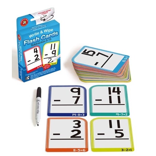 Learning Can Be Fun – Write & Wipe Subtraction Flash Cards with Marker (DAMAGED BOX)