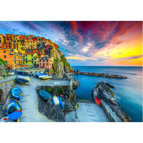 Enjoy - Manarola Harbor at Sunset, Cinque Terre, Italy Puzzle 1000pc