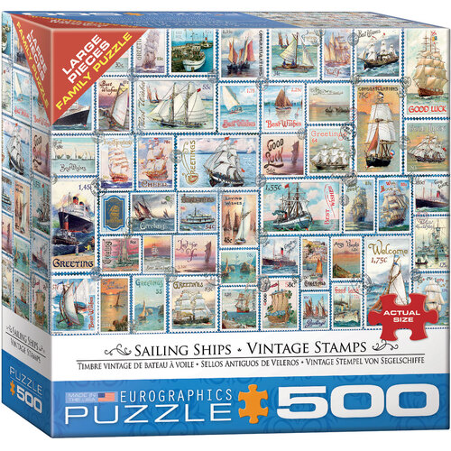 Eurographics - Sailing Ships Vintage Stamps Large Piece Puzzle 500pc