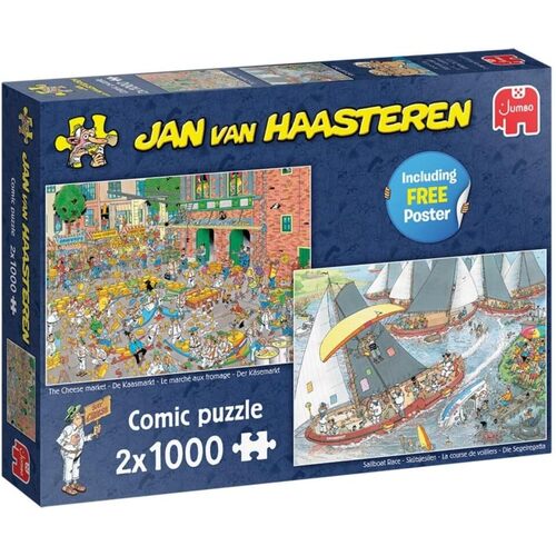 Jumbo - Jan Van Haasteren The Cheese Market + The Sailing Regatta Puzzle 2x1000pc