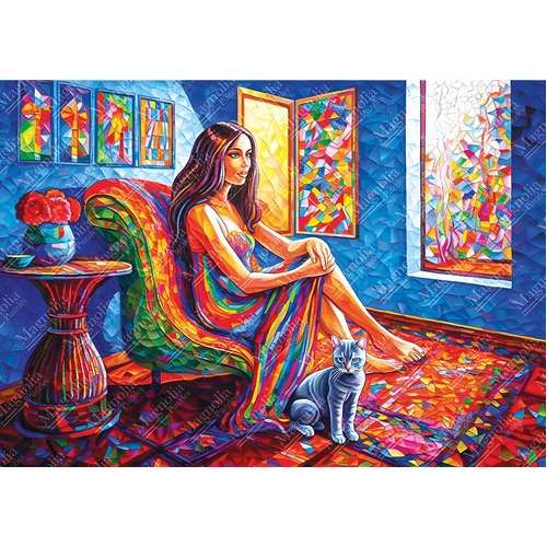 Magnolia - Woman with Cat Puzzle 1000pc